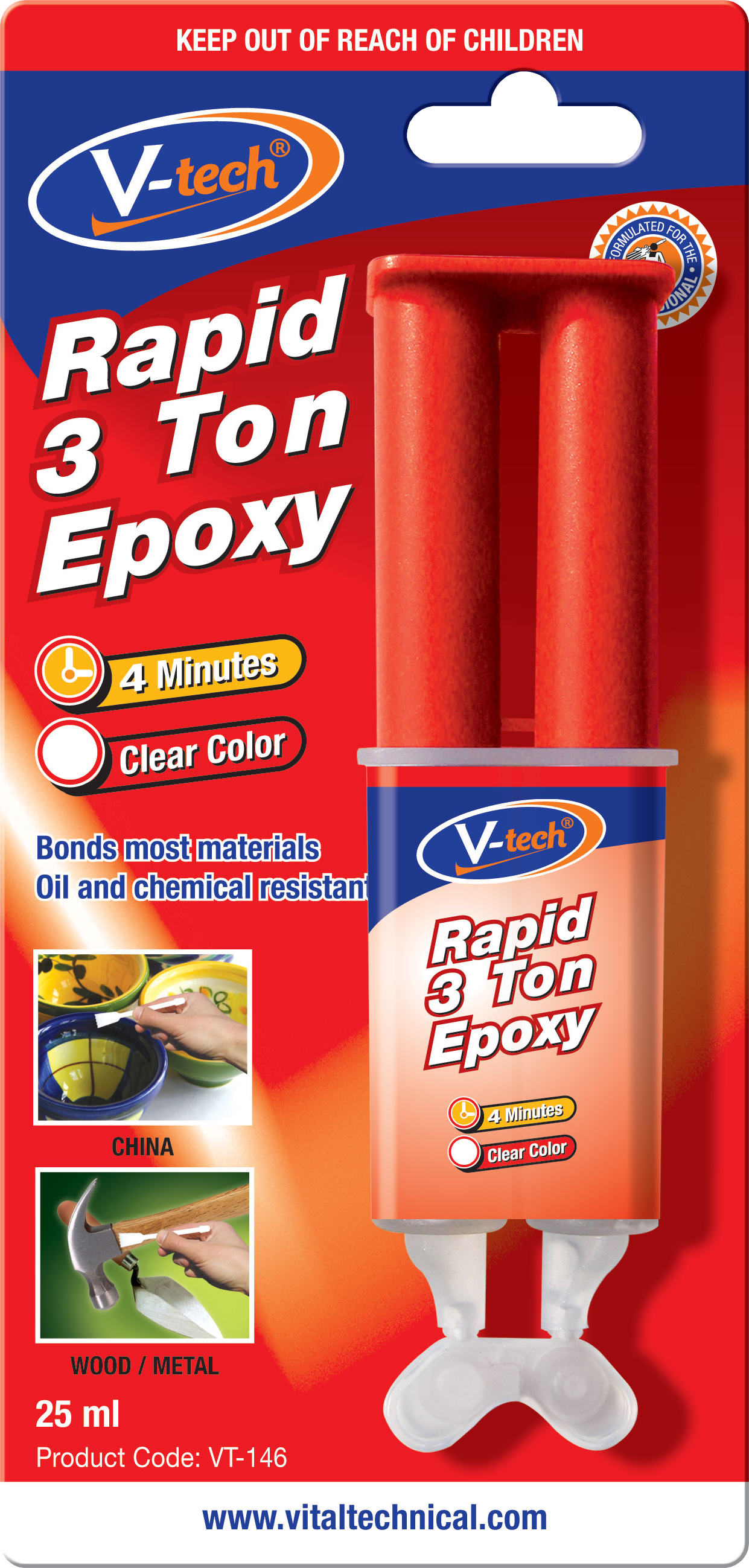 thumbnail image 2 of V-Tech VT144 Rapid Steel Epoxy Putty – 4 Minute Cure, Reinforced Metal Weld, 20g 2 of 6